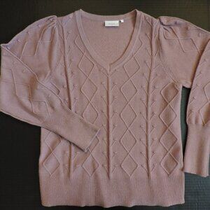 Foil Small Misses Super soft Dusty Purple Sweater with puffy sleeves
